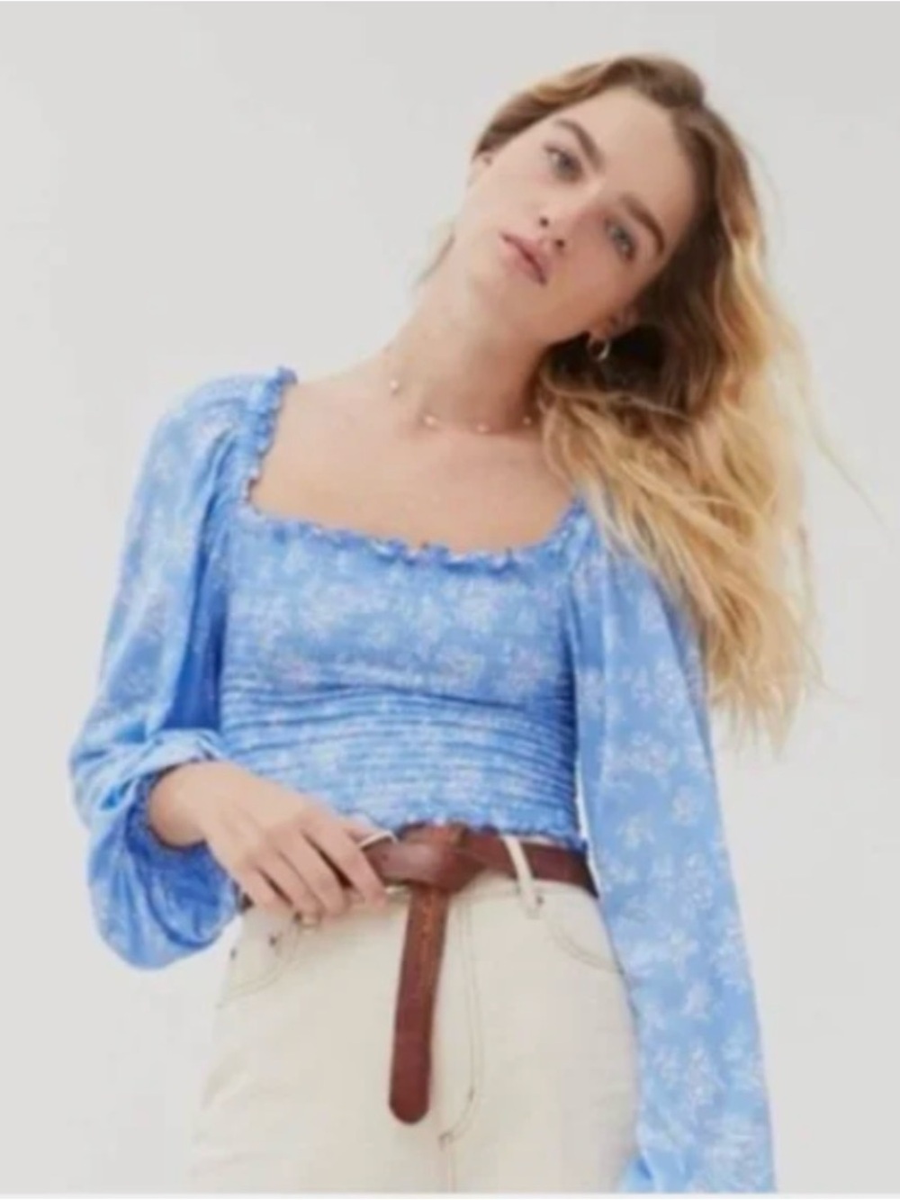 Urban Outfitters Smocked Puff Sleeve Top
